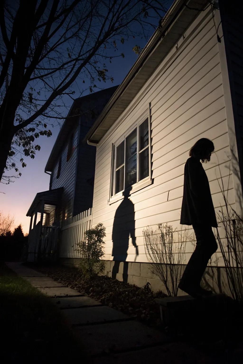 Ominous outlines casting spectral shadows across the twilight.