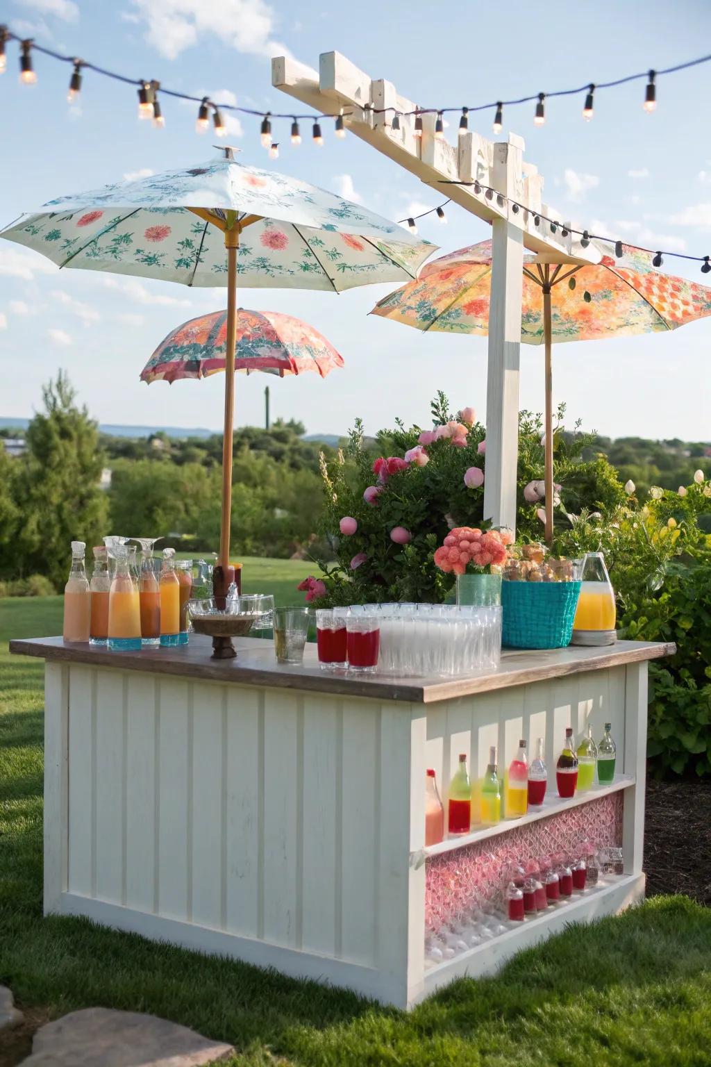 A bespoke drink bar contributes a spirited and interactive element.