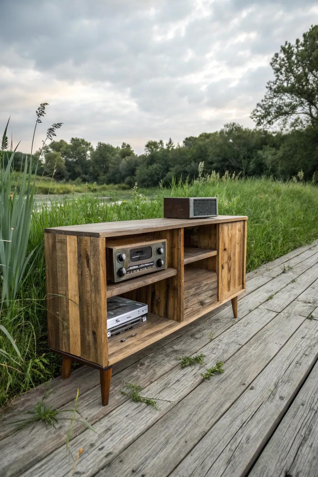 Recycled wood cabinets extend earth-conscious charm with a history to recount.