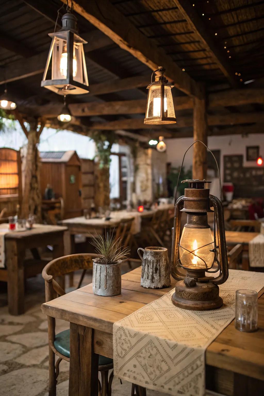 Enhance rustic charm with classic lanterns.
