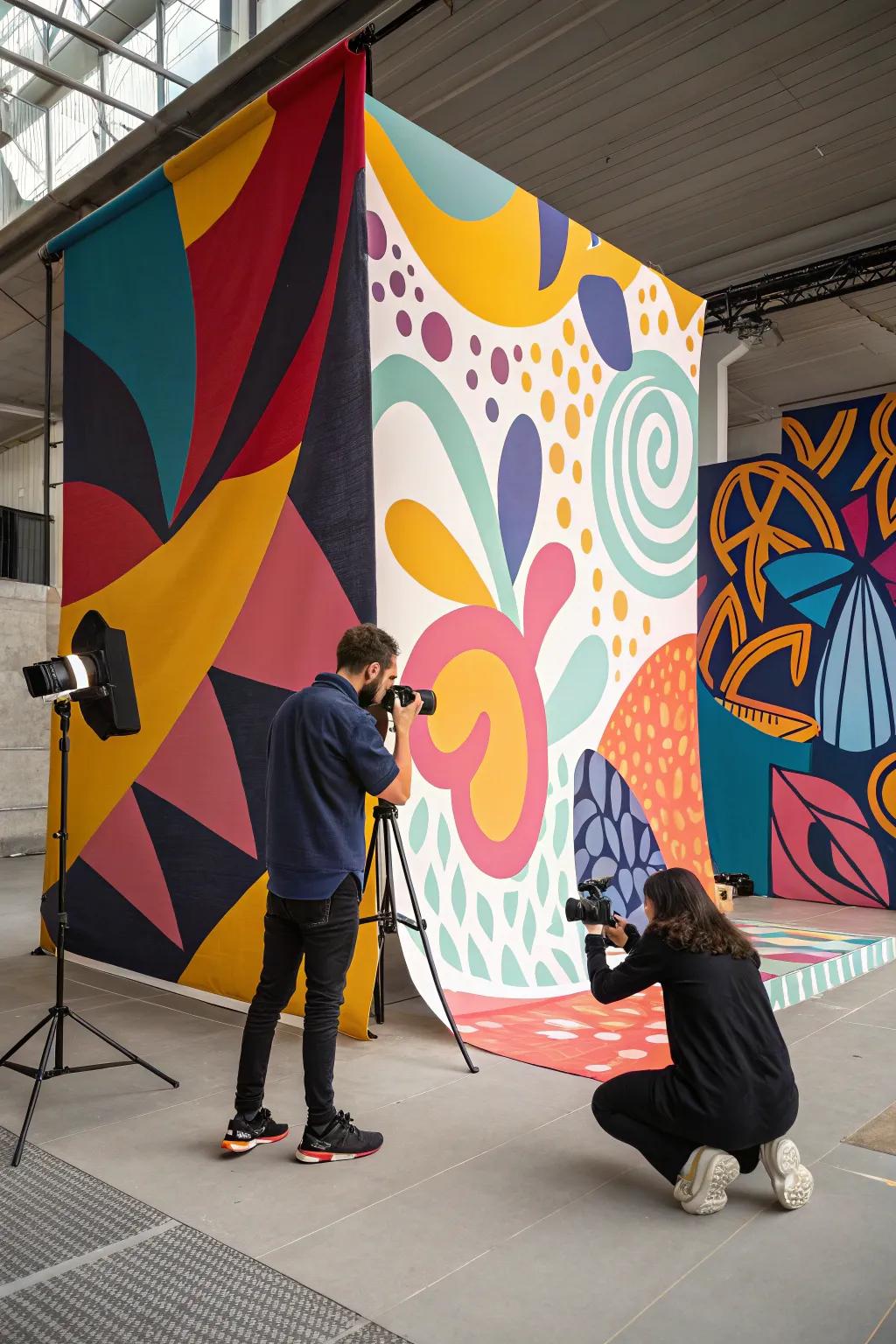 Artistic flair using a daring abstract canvas.
