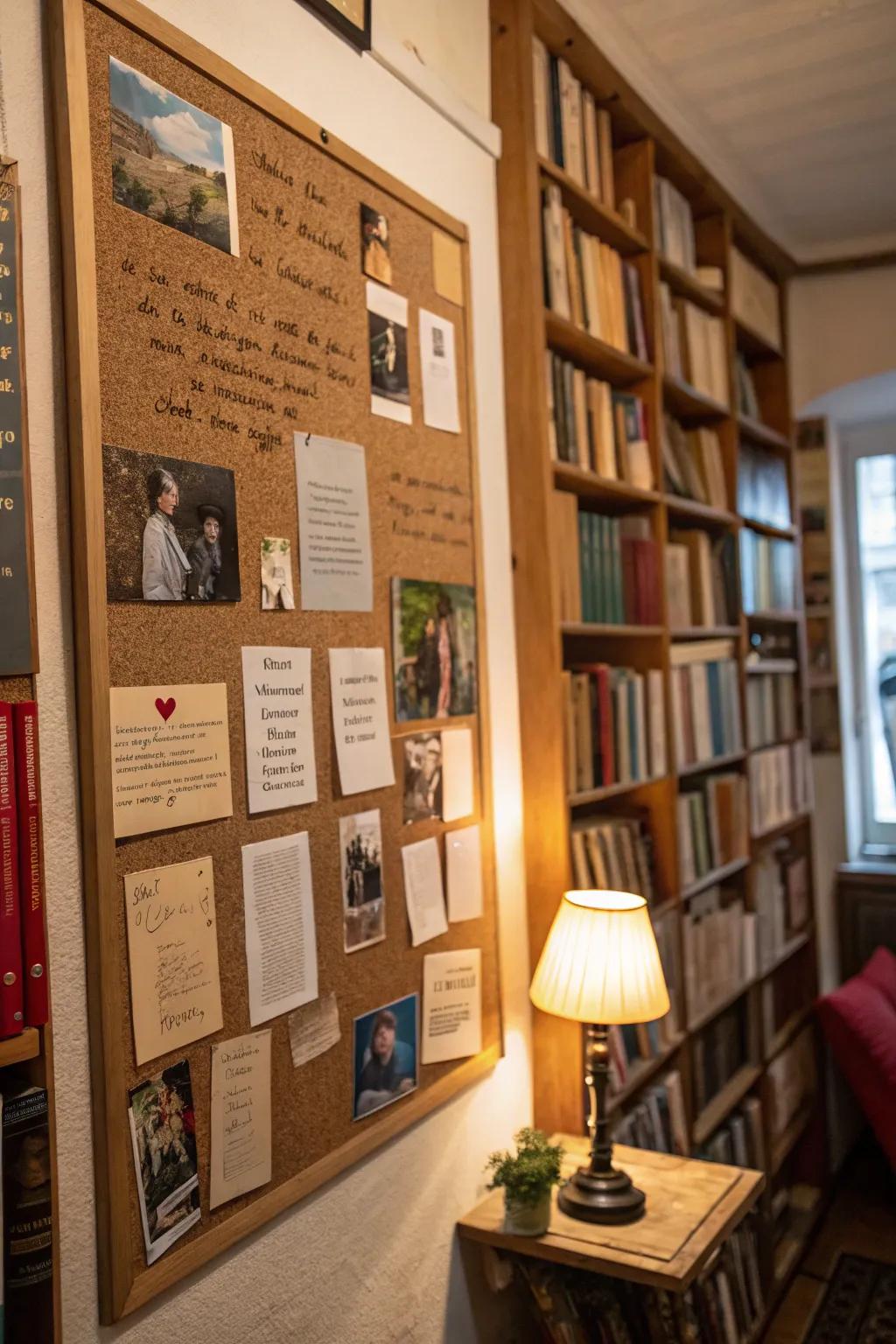 Pin boards proffer a dynamic and alterable poetic exhibition.