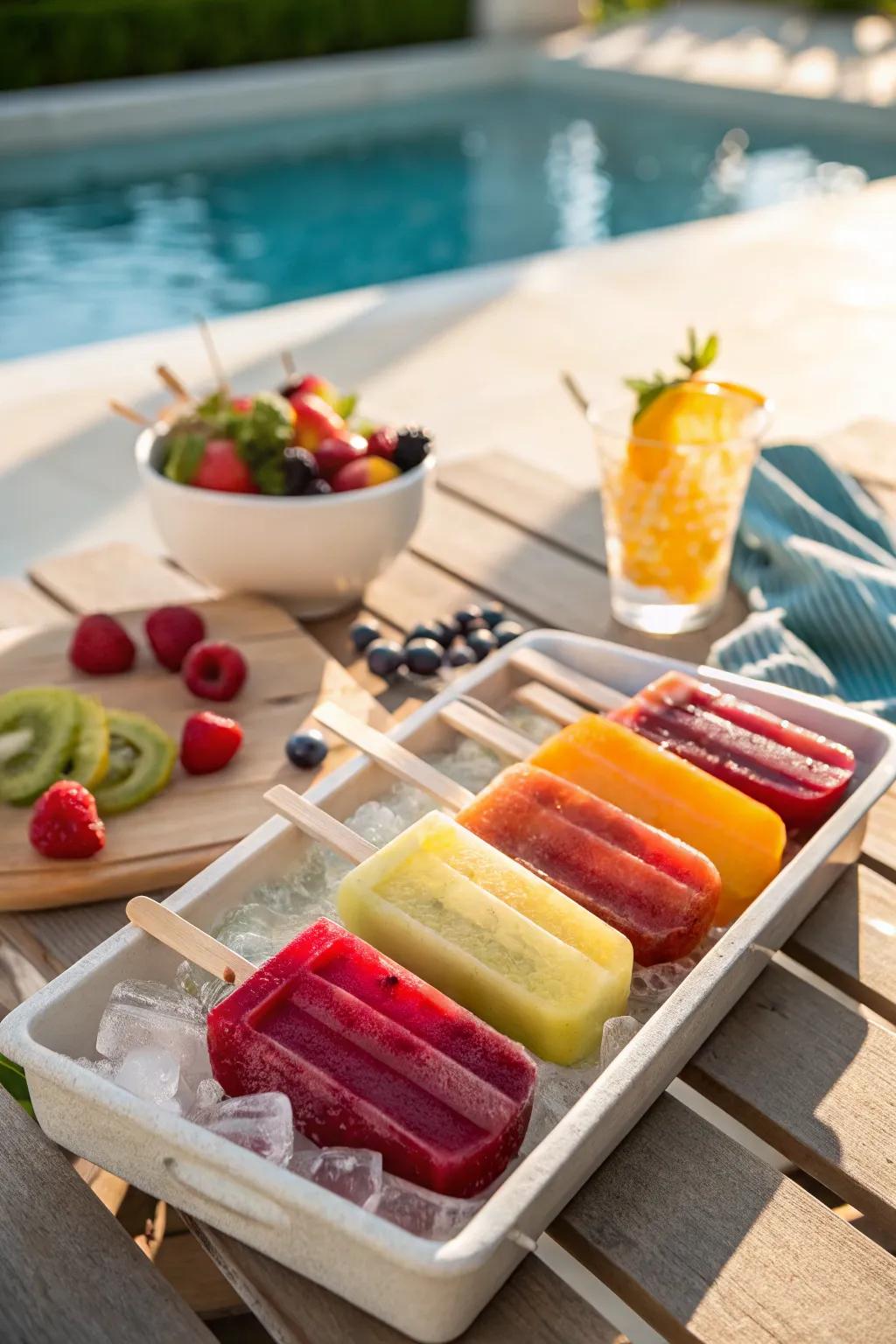 A selection of vibrant essence-infused frozen confections, poised to thrill attendees.