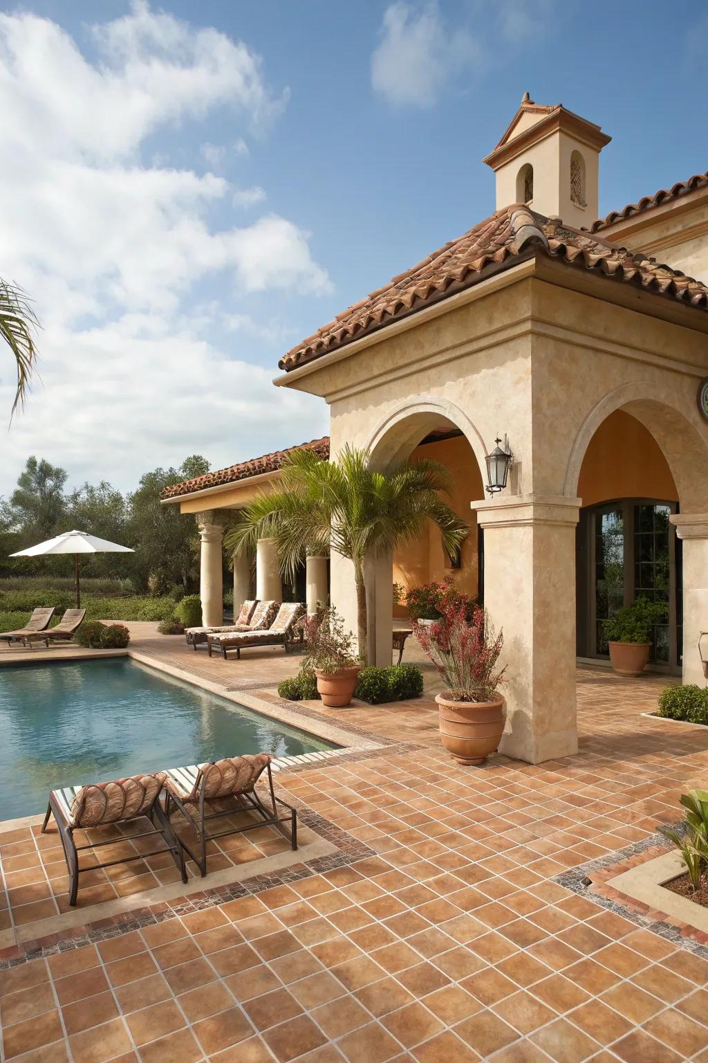 Mediterranean-aesthetic shelters propose a warm, inviting ambiance with classic finishes.