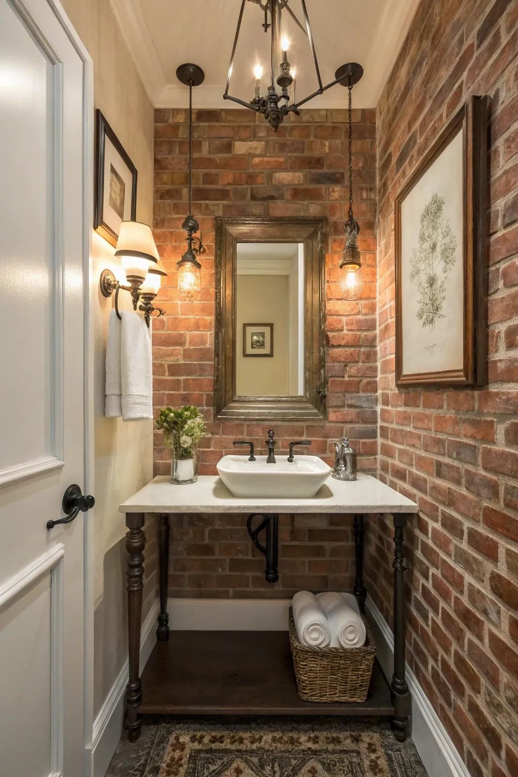 Brick walls provide rustic allure.