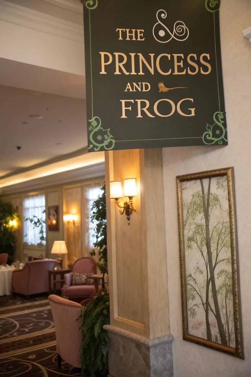 Elegant signage enhances the theme and directs attendees.