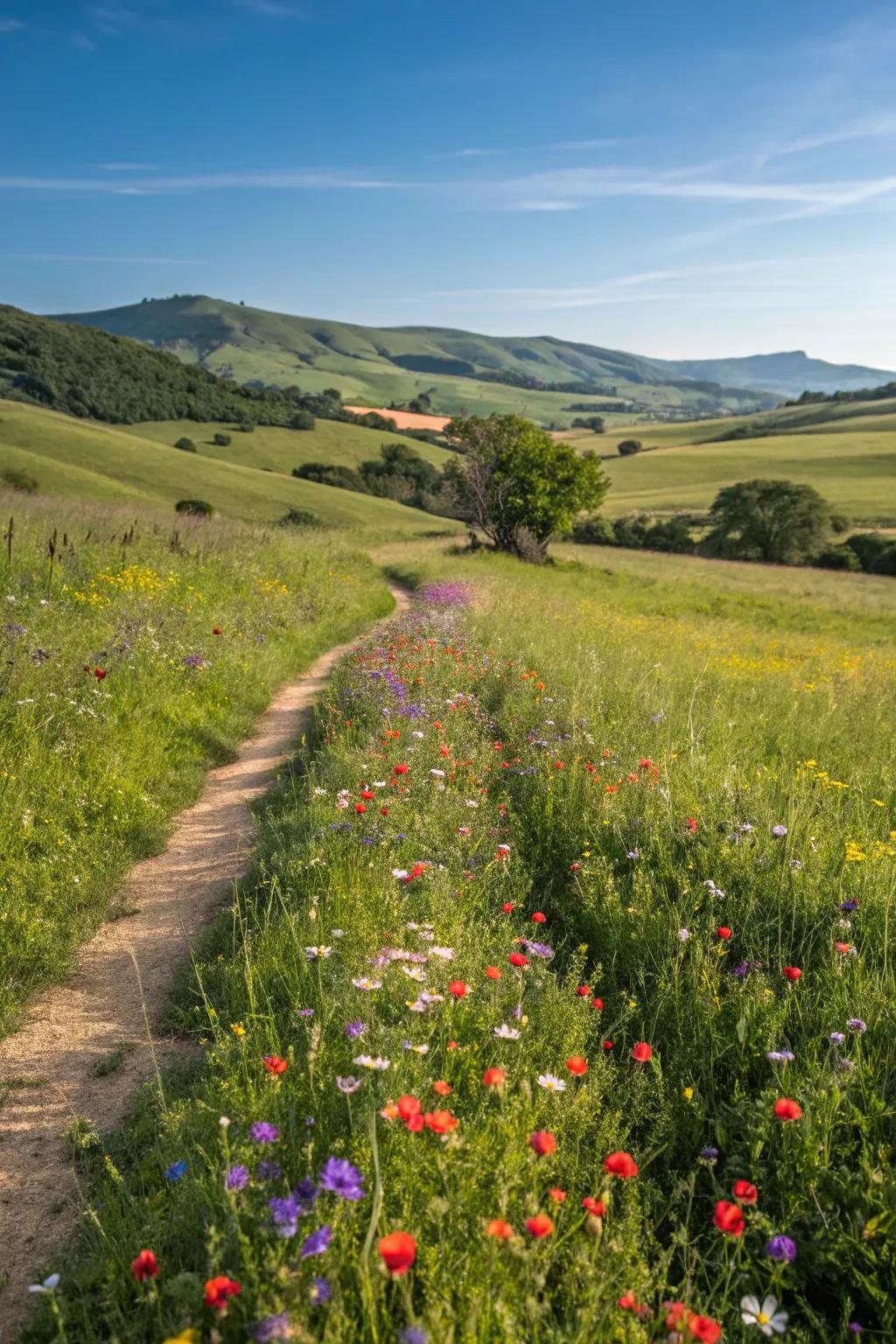 A untamed flora pasture conveying natural allure to the landscape.