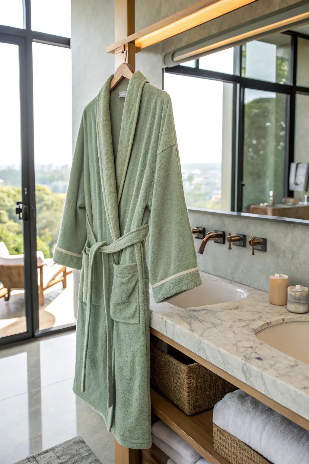 A sage green cover-up provides utmost comfort and aesthetic appeal.