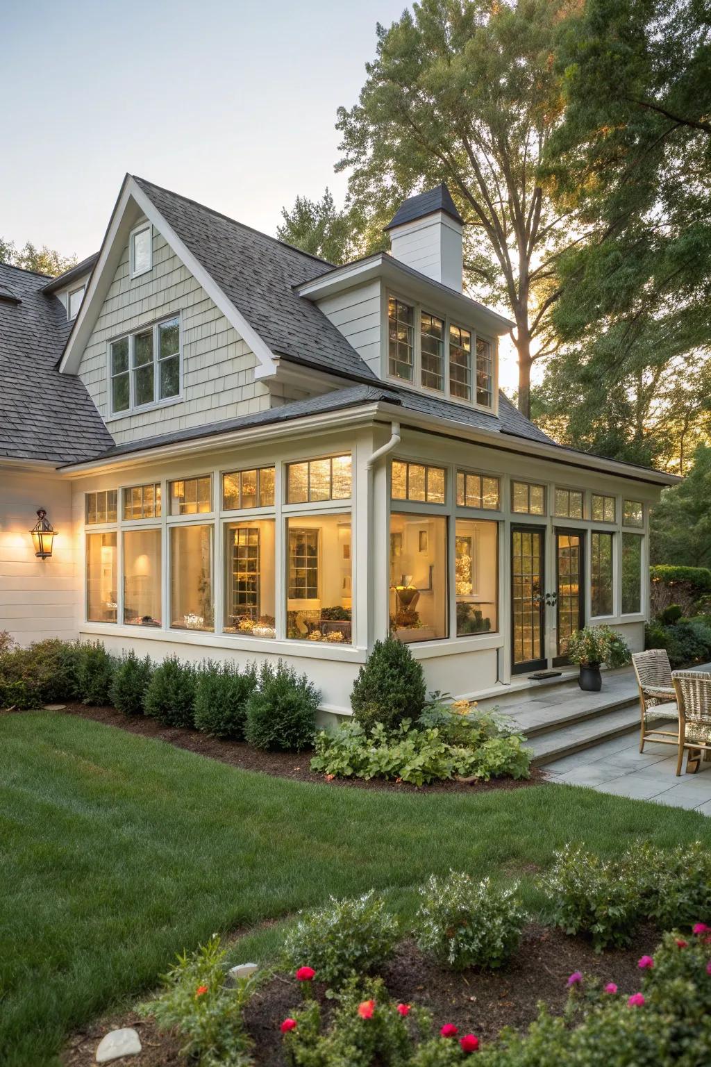 A home with a light-filled shed dormer.