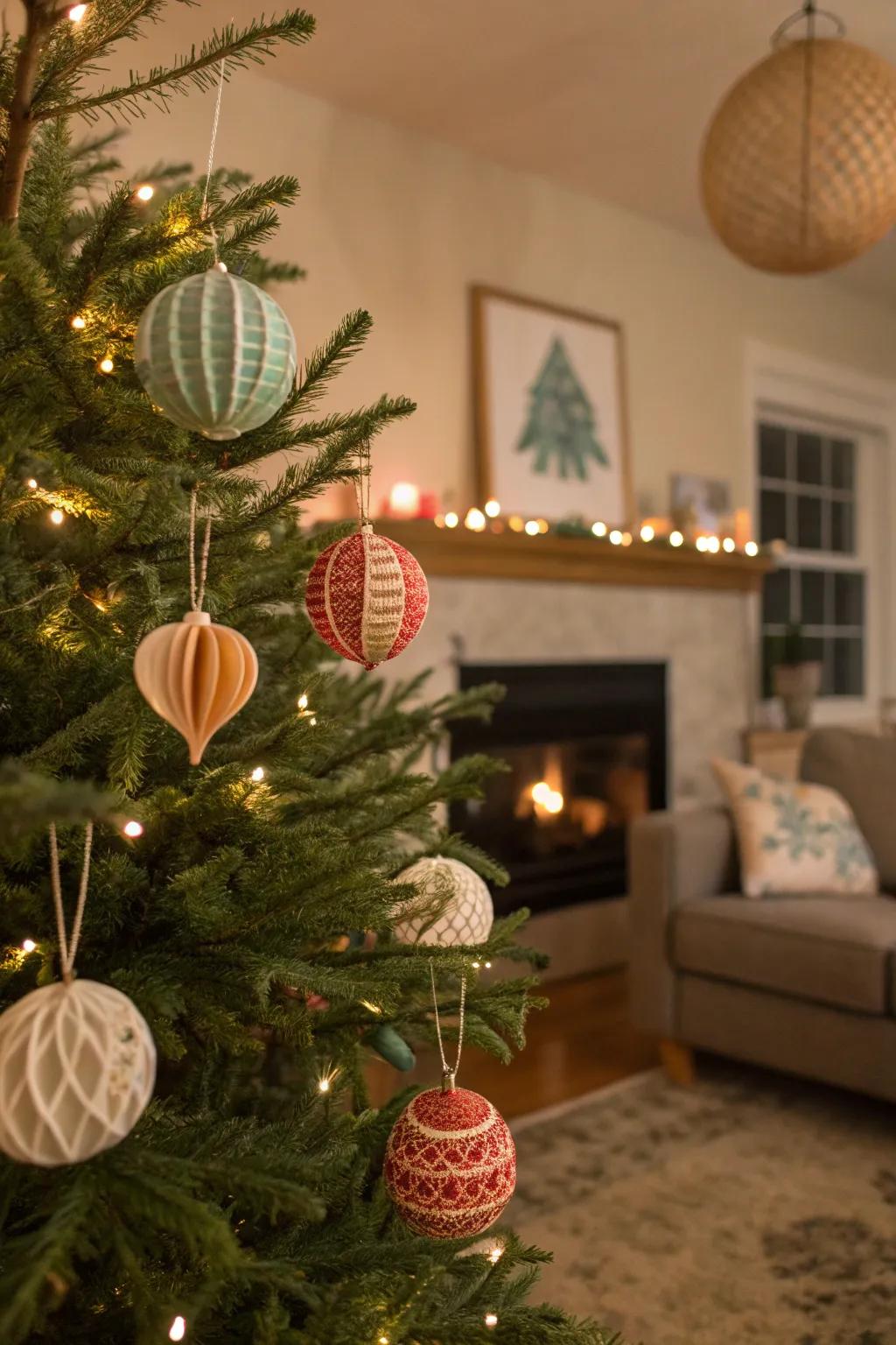 Crafty allure with hand-fashioned paper decorations.
