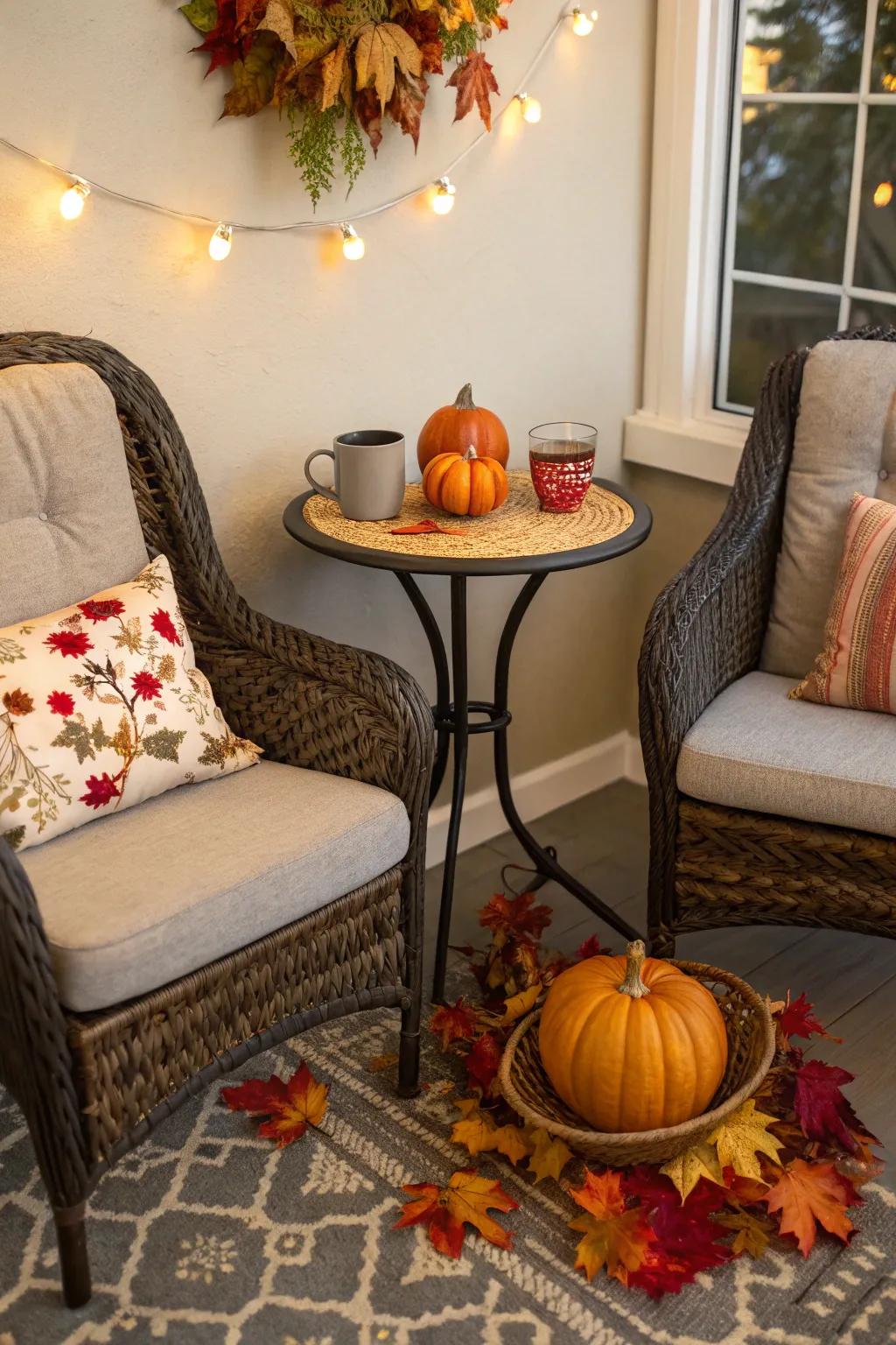 An inviting nook impeccable for intimate seasonal portraits.