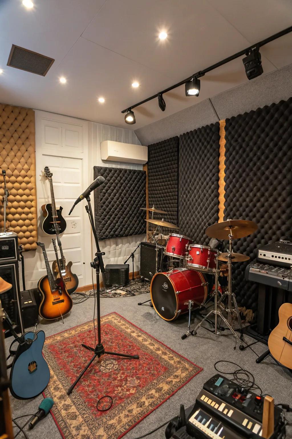 A music studio in your basement is ideal for creative sessions.