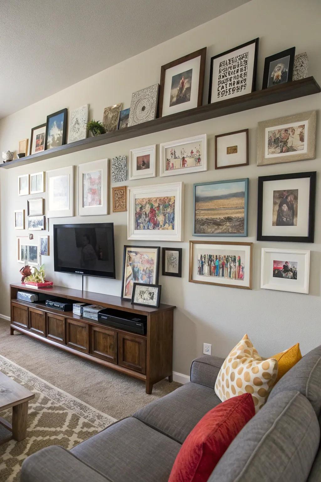 Gallery walls offer a dynamic and personal art display.