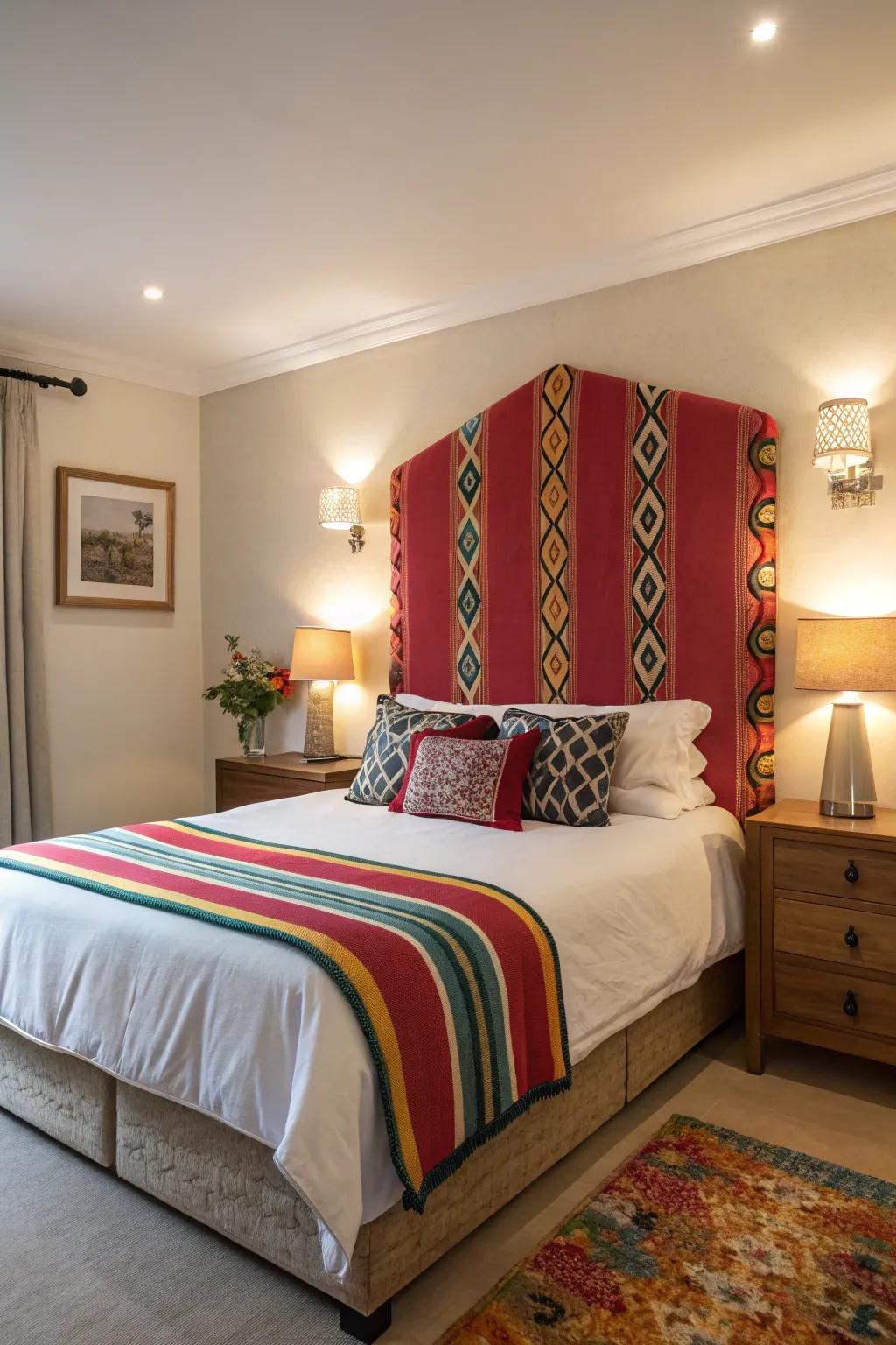 Statement headboards add visual interest.