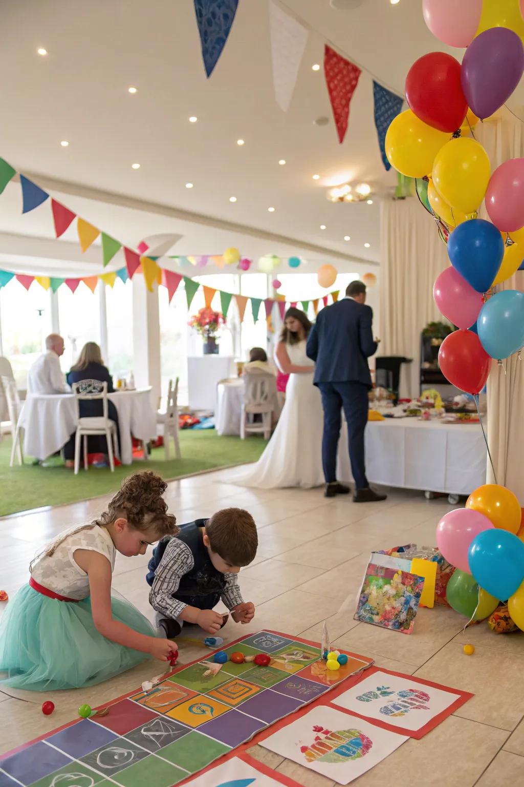 A special children’s play area guaranteeing enjoyment for all ages at the wedding.