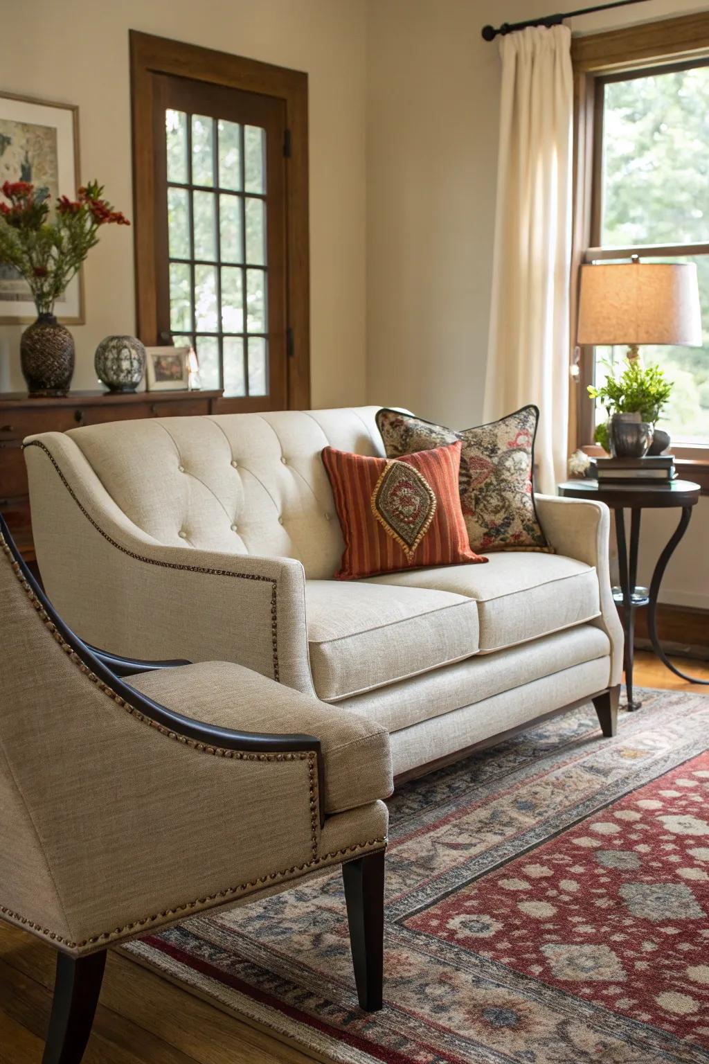 A classic-modern blend creates a timeless yet fresh aesthetic.