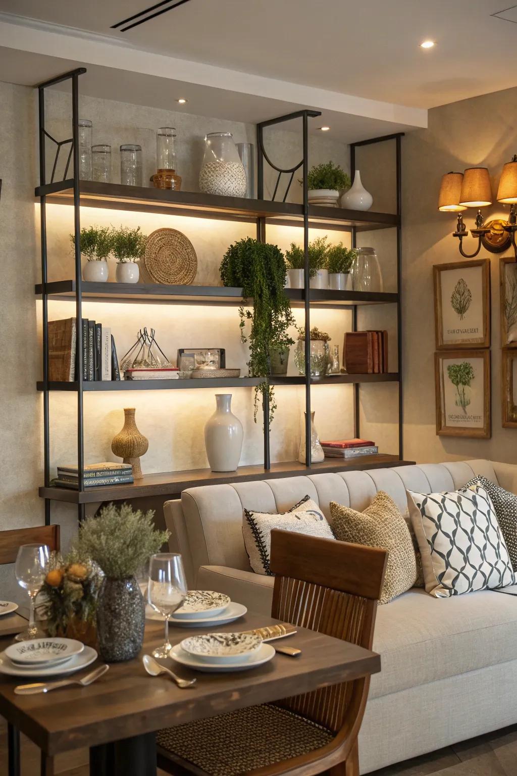 Optimize with tasteful shelving.