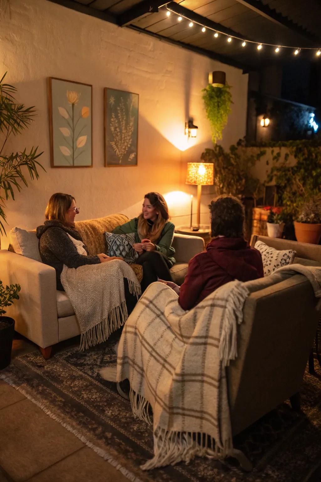 Small seating arrangements promote intimacy and conversation.