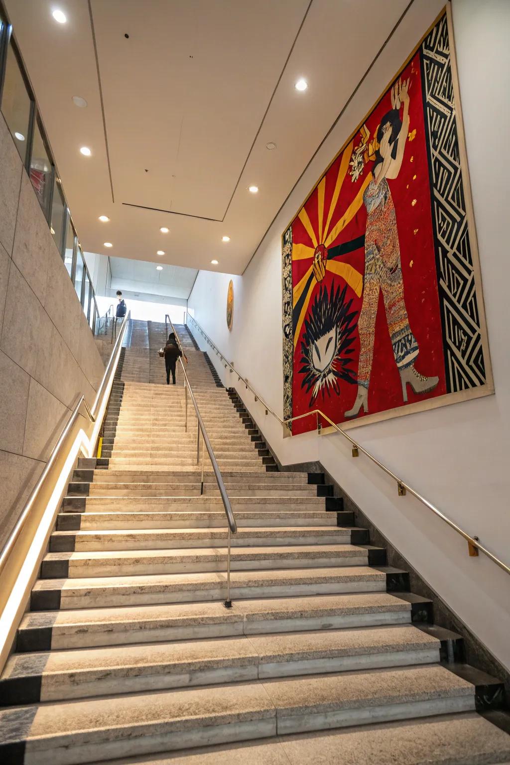 Your staircase area can be transformed with a single piece of art.