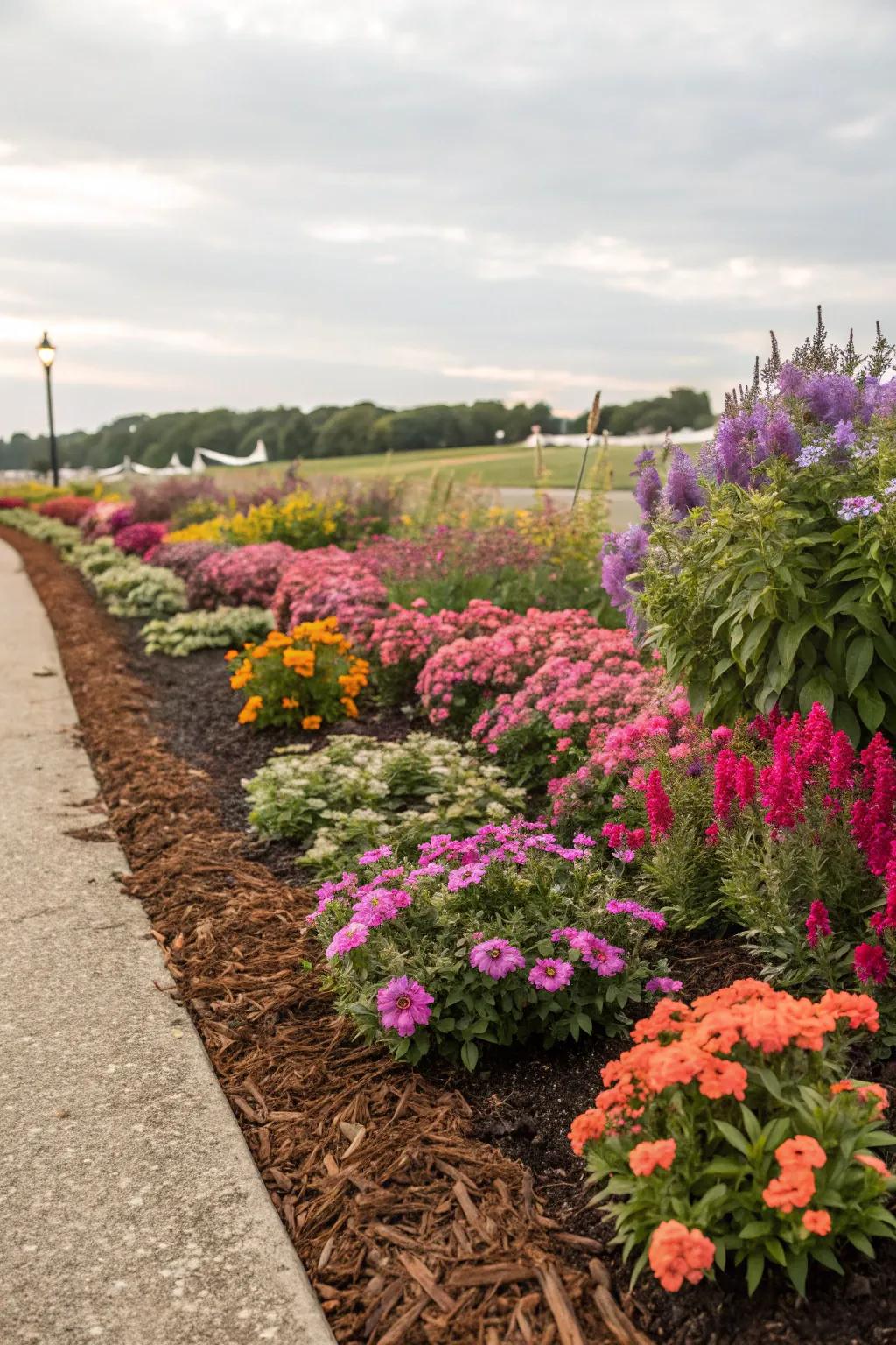 Accentuate your plants with differentiating mulch perimeters.