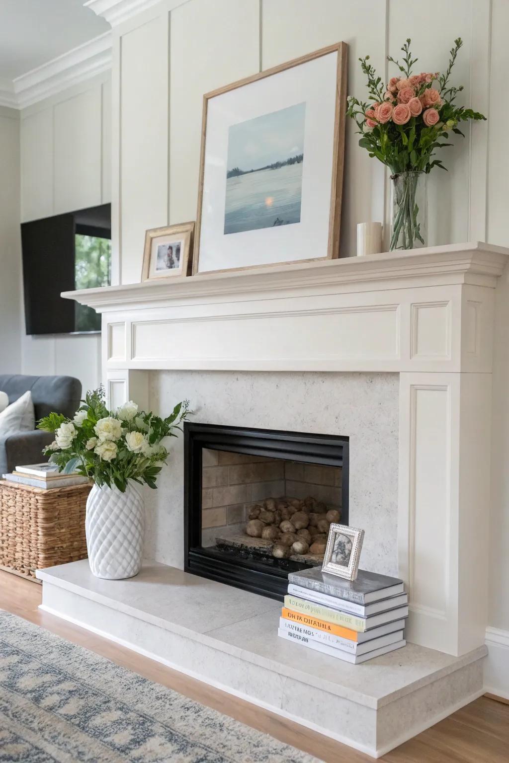 A minimalist strategy can render your mantel strikingly elegant.