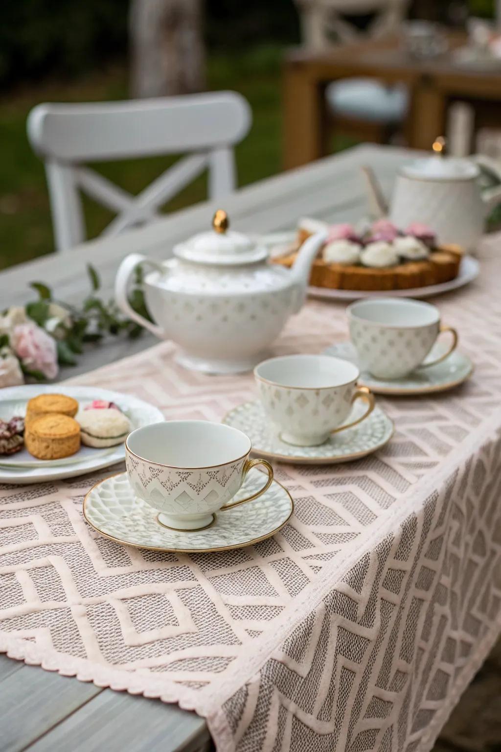 An innovative table fabric adds a refreshing twist to the table decor.