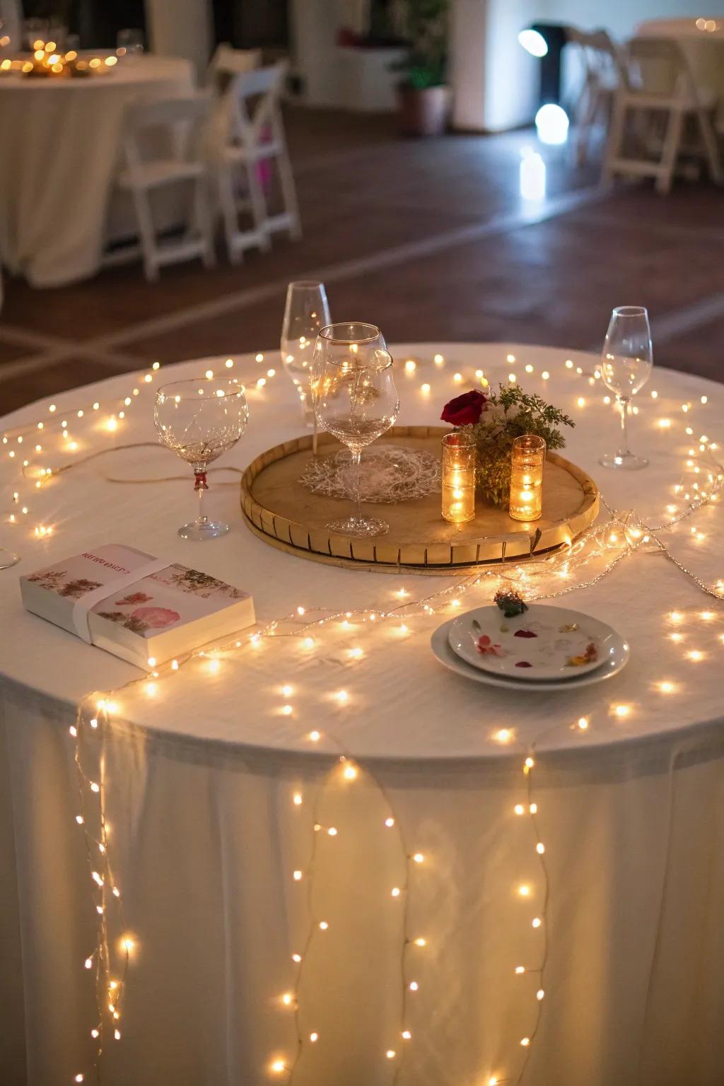 Twinkle lights craft an enchanting ambiance.
