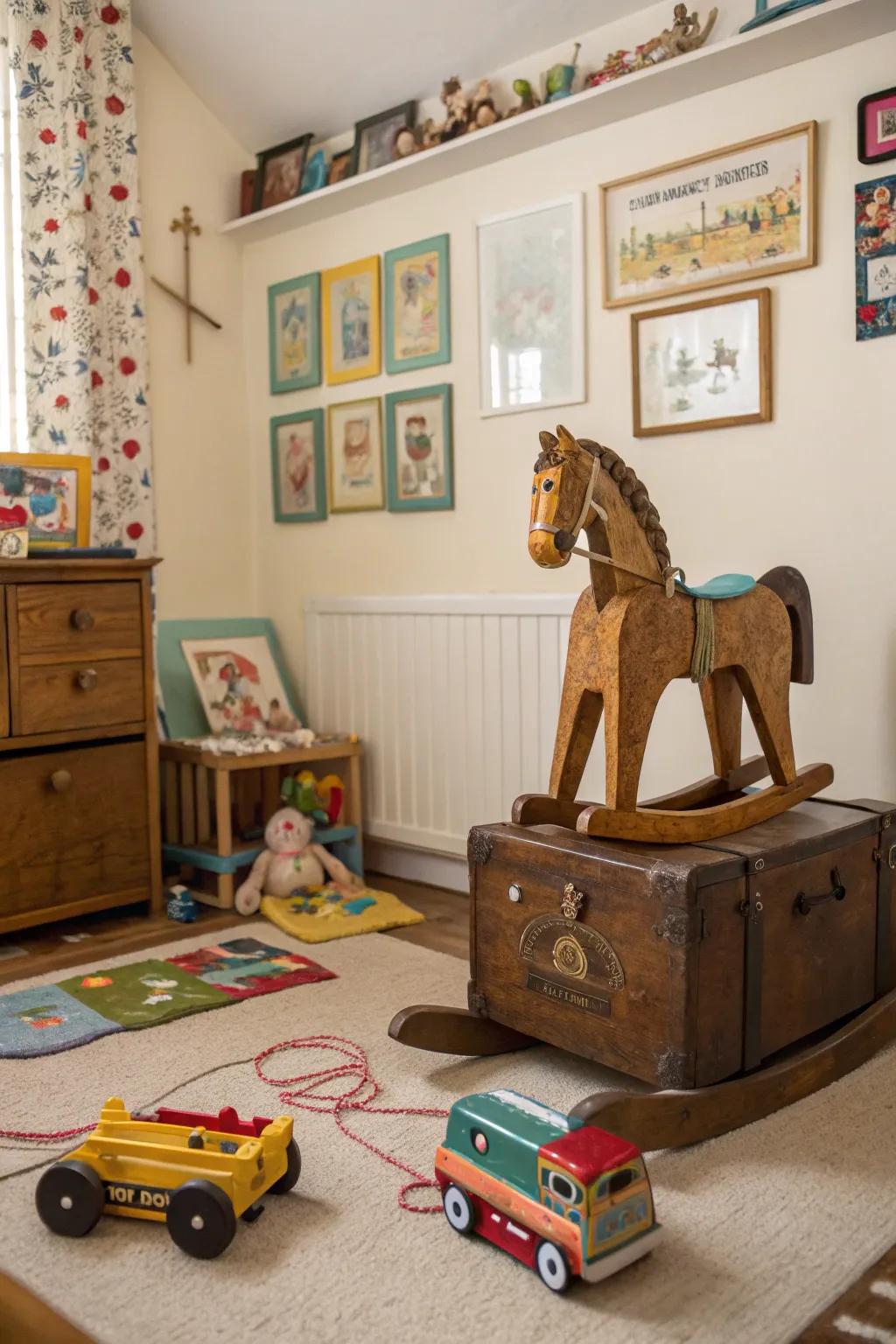 Secondhand finds bring unique charm to the room.