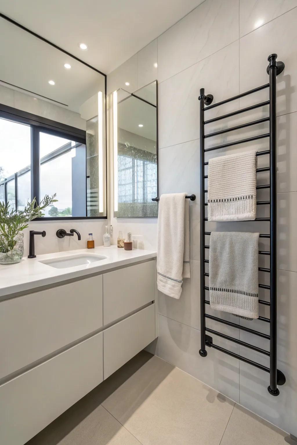 Achieve a modern look with floating towel bars that offer clean lines and simplicity.