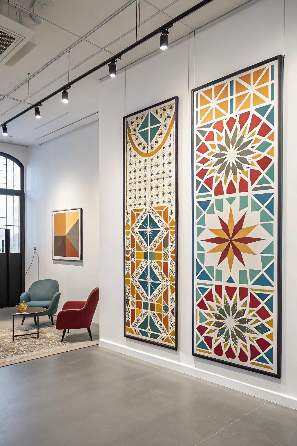 Modern designs in a playful triptych.