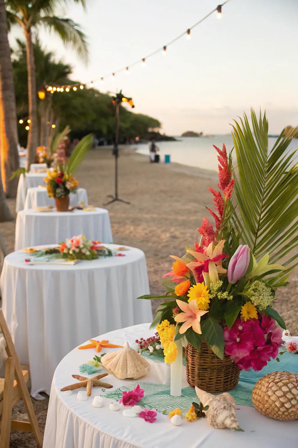 Seashells contribute a subtle coastal hint.