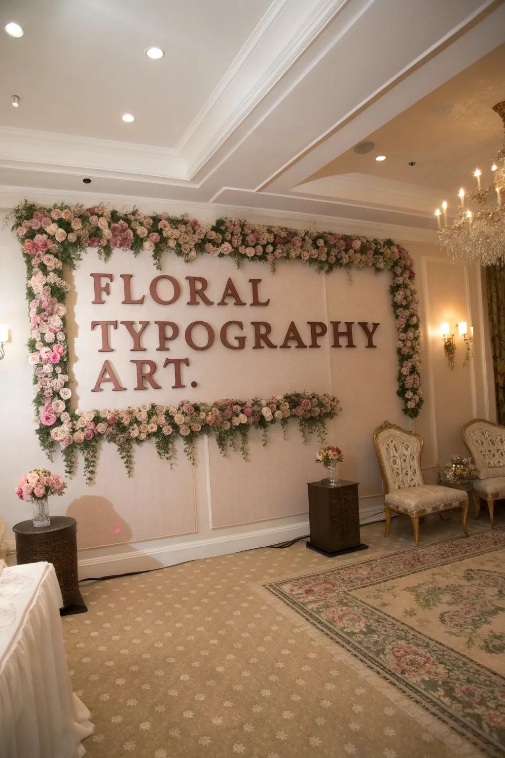 Botanical letterforms contribute elegance and nature's splendor.