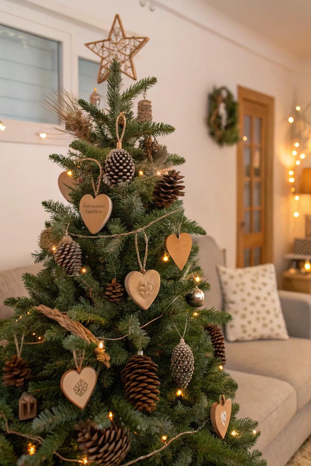 Natural components infuse warmth and rustic allure into your Valentine's tree.