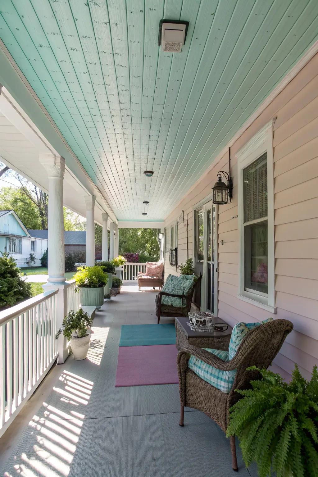 Pastel shades upon vinyl ceilings establish a calming, serene environment.