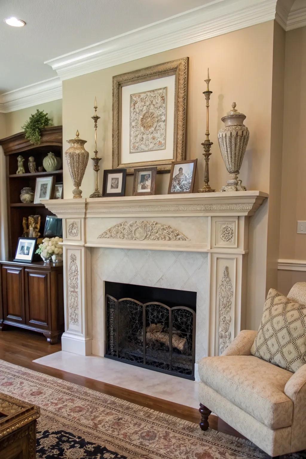 Antiquated mantels infuse an enduring allure into any given room.