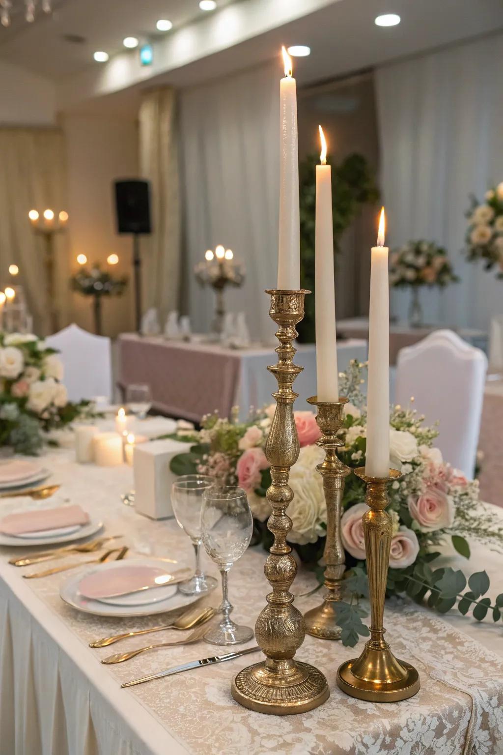 Conical candles infuse elevation and elegance to the table.