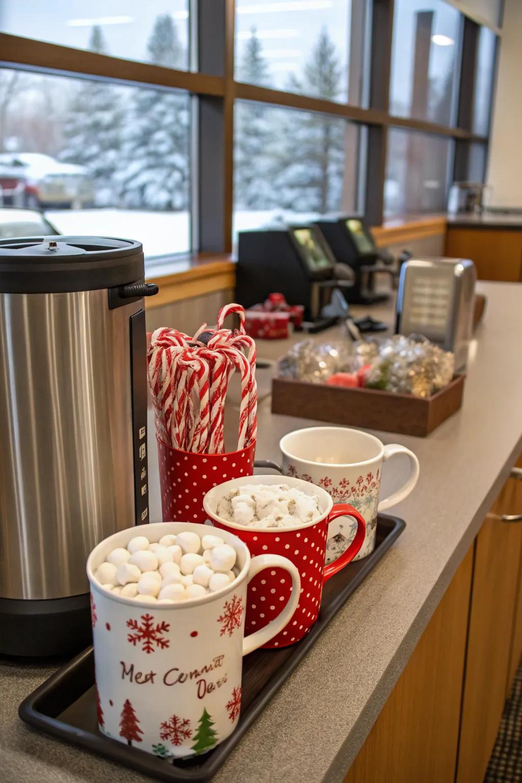A winter-themed coffee outpost warms and delights your office ambience.