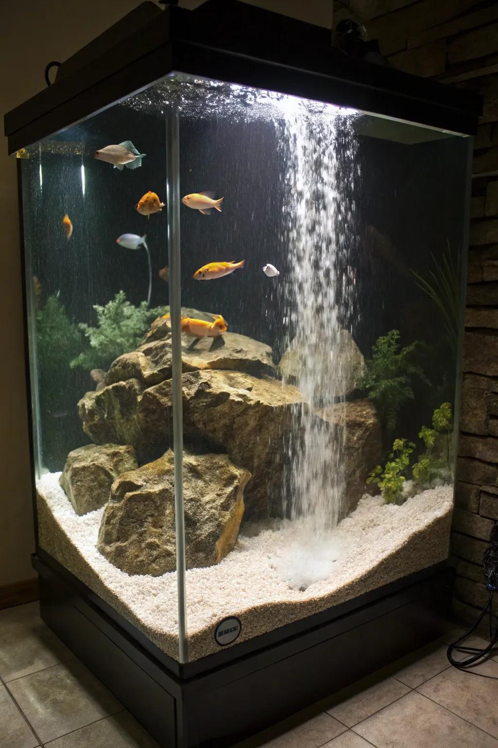 Introduce tranquility through a zen sand cascade.