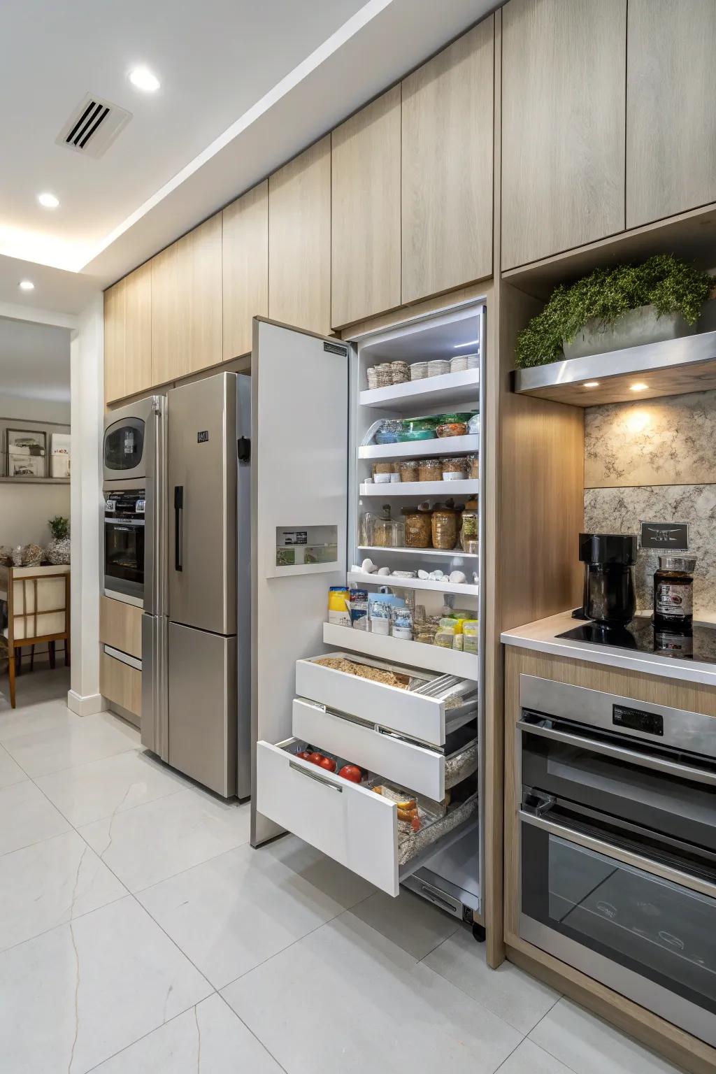 Concealed divisions offer discreet and efficient storage solutions.
