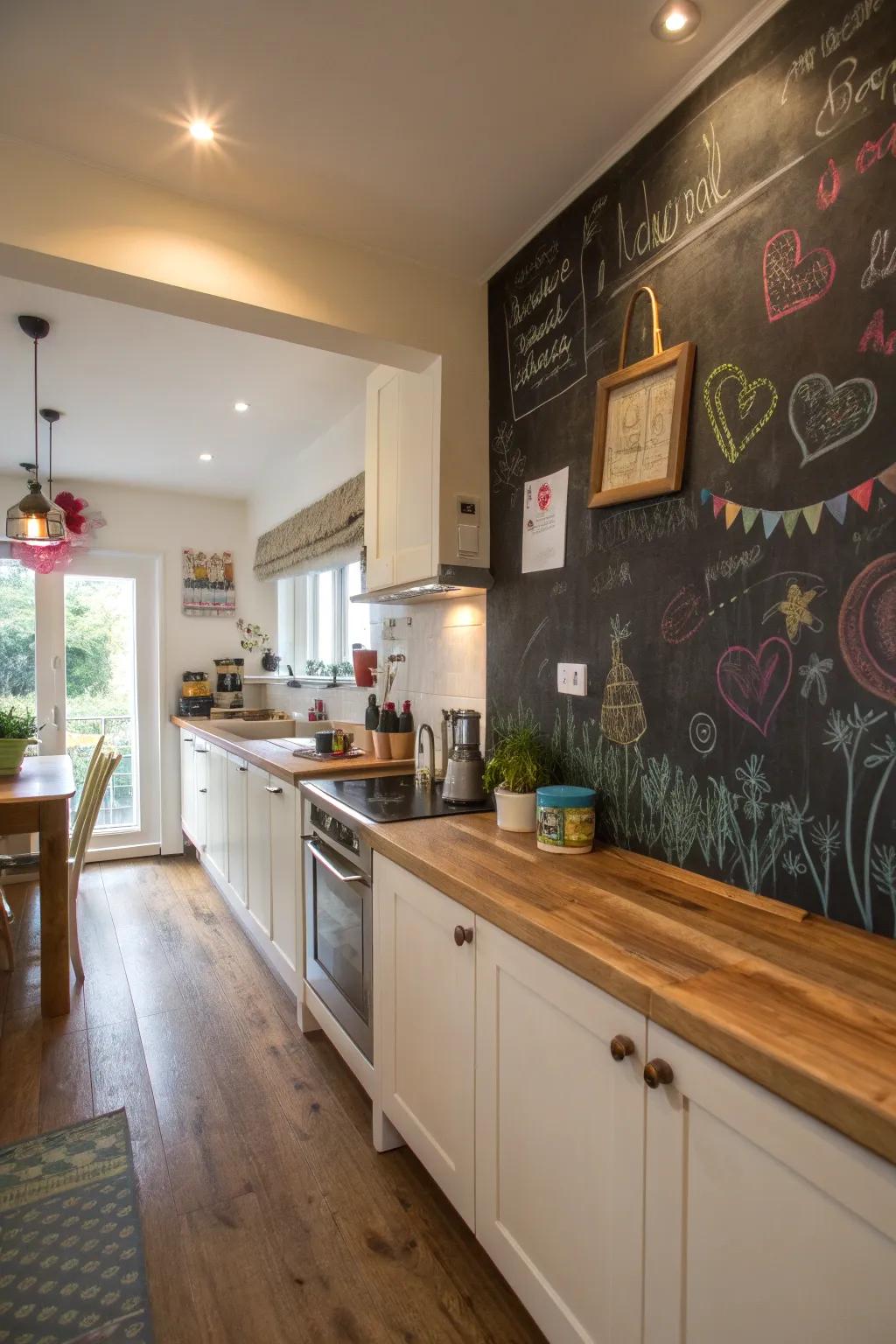 Chalkboard walls render engaging spaces both enjoyable and practical.