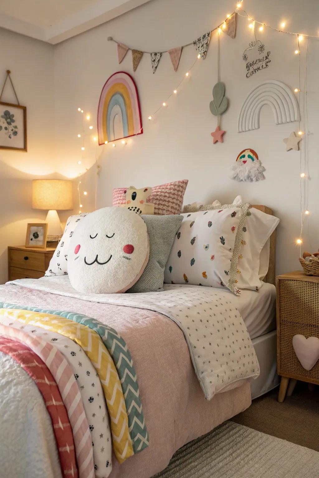 Lighthearted decor adds playful charm.