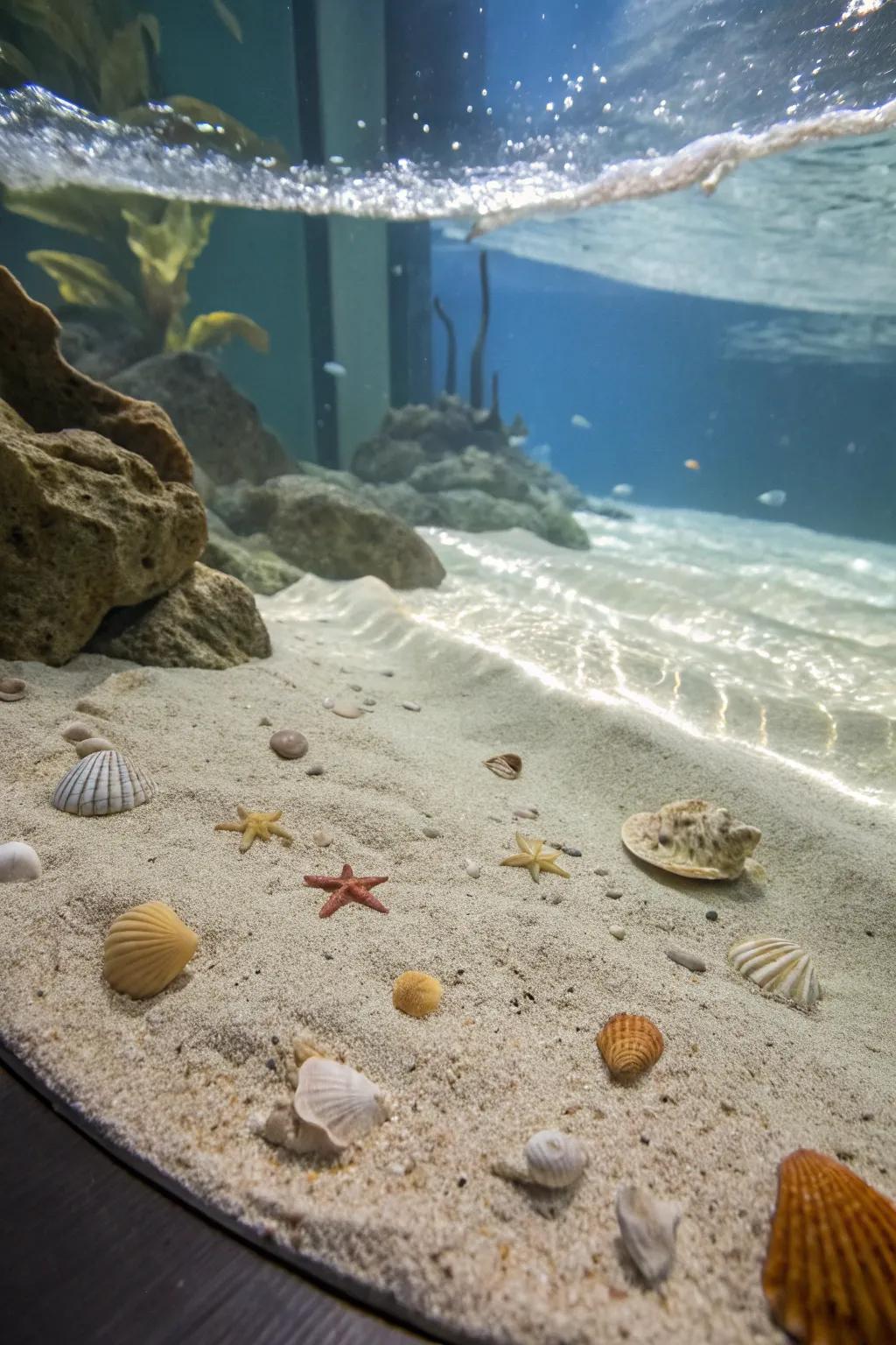 A beach oasis aquarium brings ocean tranquility indoors.