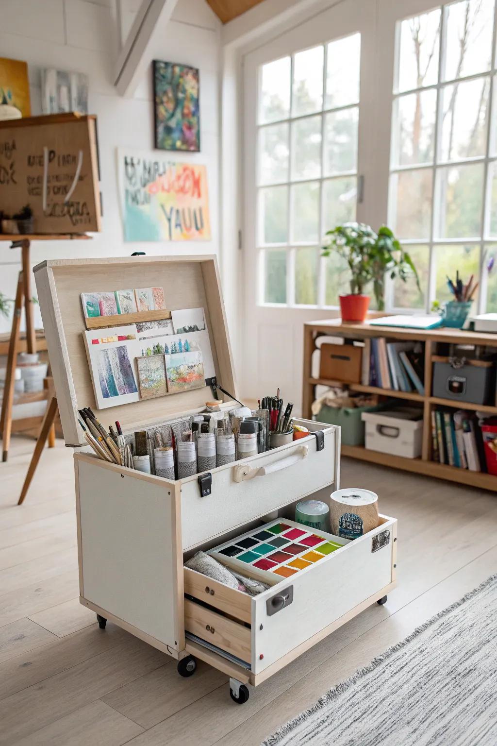 Rolling storage units provide flexible arrangement solutions.