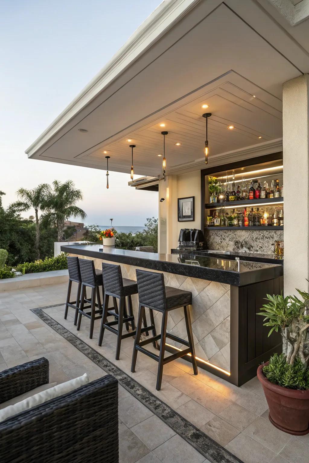 An integrated bar renders convivial engagements effortless.