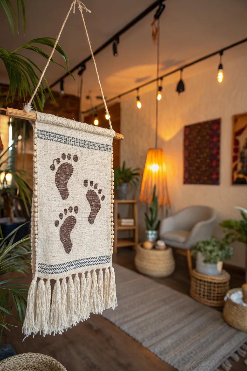 A delightful wall decor showcasing baby footprints with style.