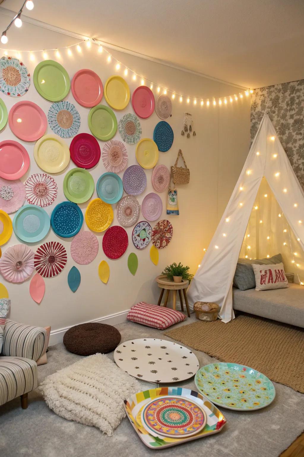 Astonish your attendees through a creative plate backdrop.