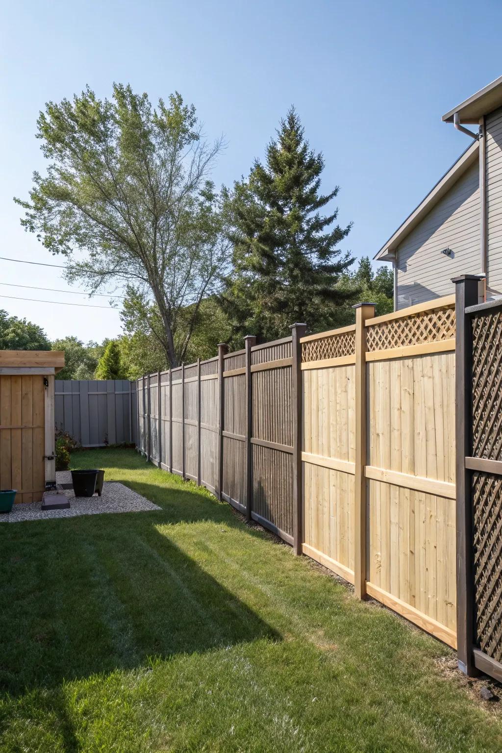 Tiered fencing appends profundity and dynamic configuration to the yard.