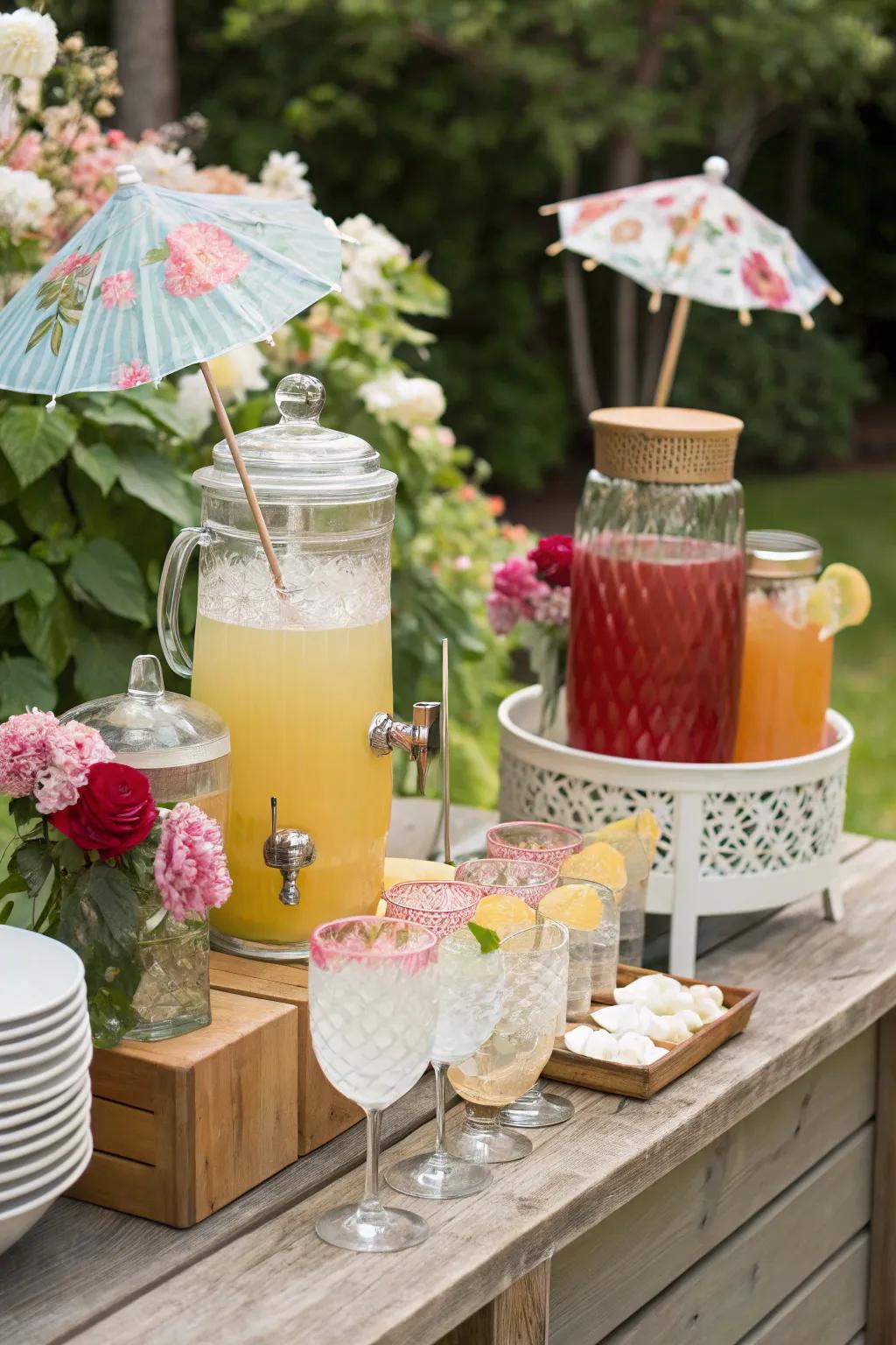 Themed beverage kiosks become interactive hubs for attendees.