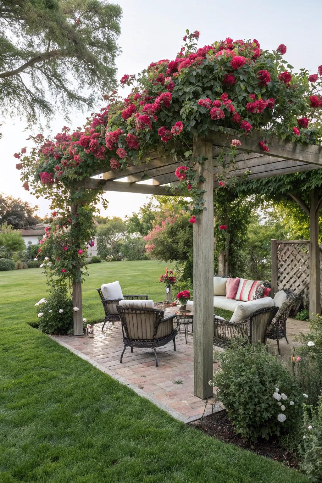 A pergola delivers refined shading coupled with a dash of romance.