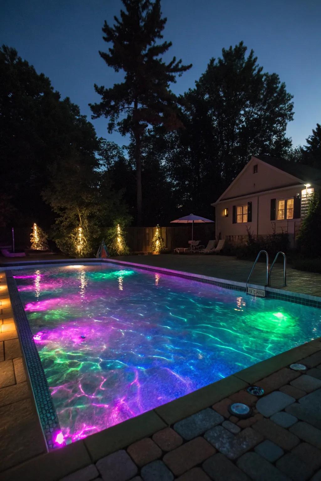 Create a magical atmosphere with underwater radiant lights.